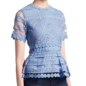 Maje Lace Peplum Blouse